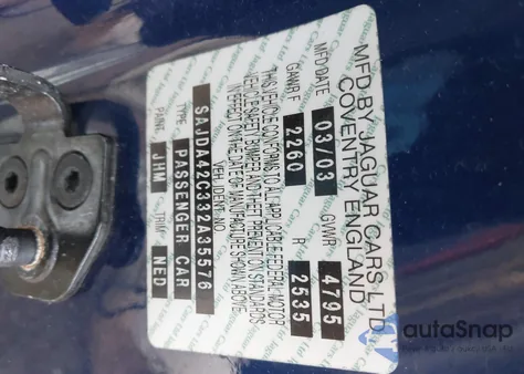 2003 Jaguar Xk8 z USA, uszkodzony, nr VIN SAJDA42C332A35576